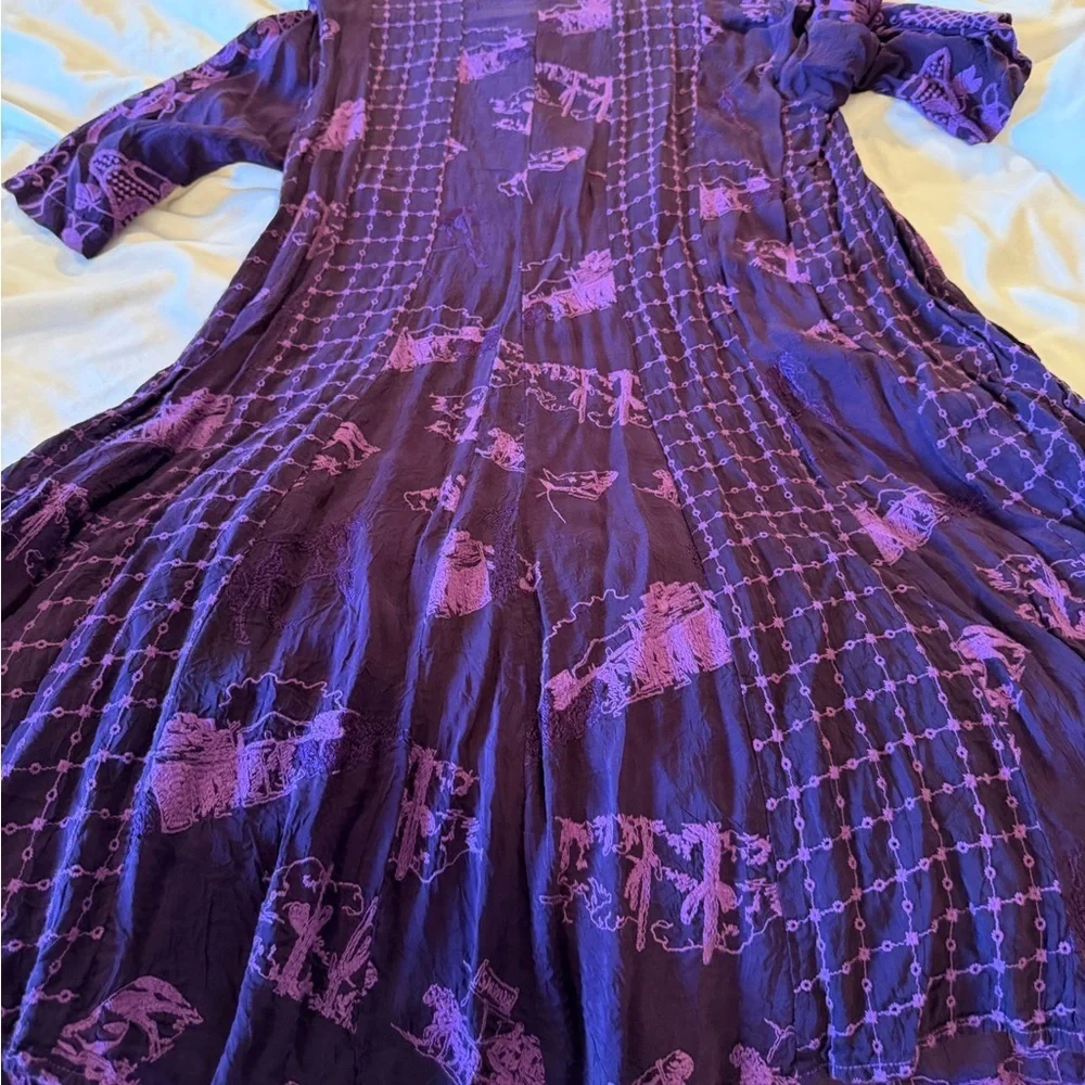 Johnny Was Horses Purple Shift Tunic Dress Women’s Small